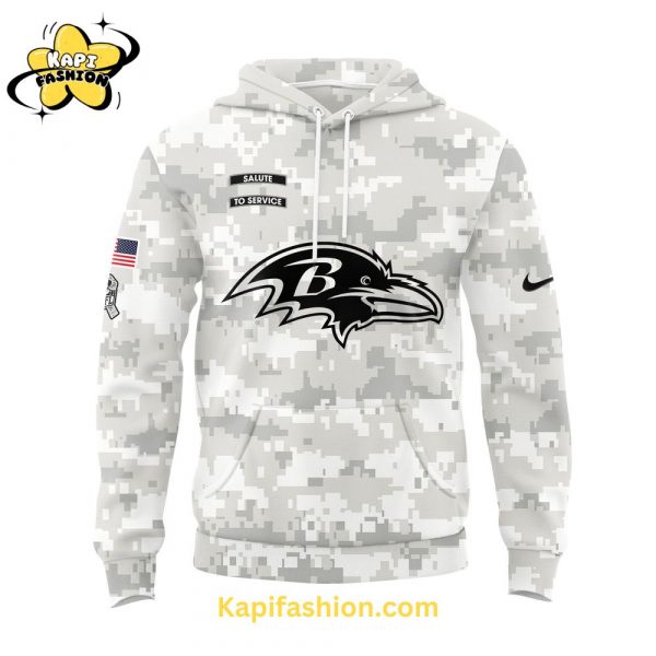 Baltimore Ravens Arctic Camo Salute to Service Club Fleece Pullover Hoodie Limited Edition