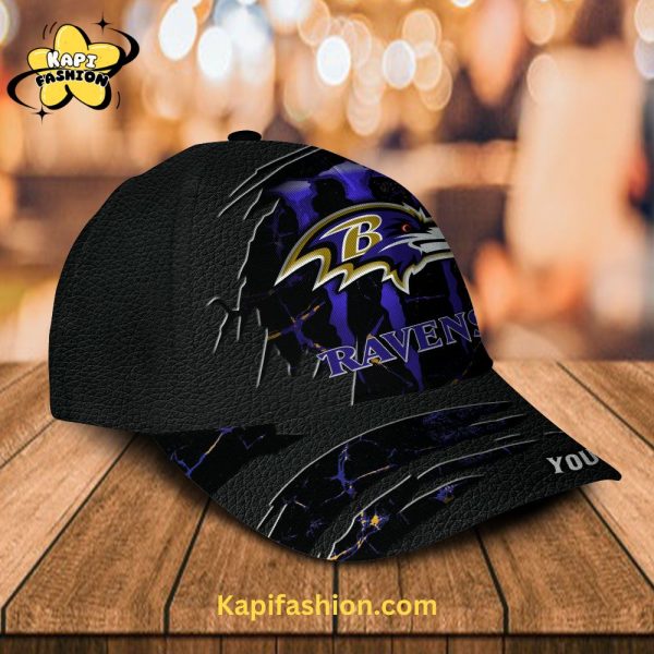 Baltimore Ravens Custom Name 3D Classic Cap Black Edition