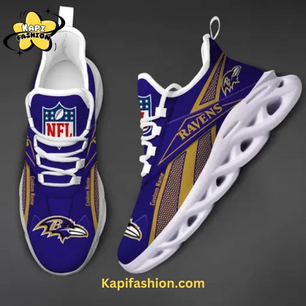 Baltimore Ravens NFL Personalized Max Soul Shoes White edition V2