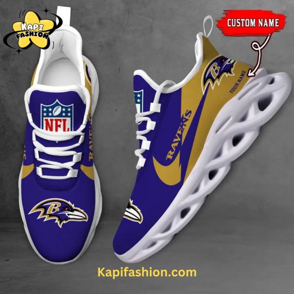 Baltimore Ravens NFL Personalized Max Soul Shoes White edition V4