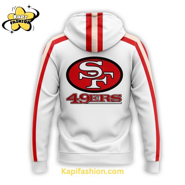 Mens Red San Francisco 49ers Throwback Hoodie White Edition 3