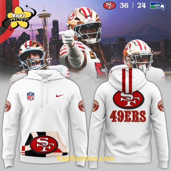 Men’s White San Francisco 49ers Throwback 2024 Hoodie