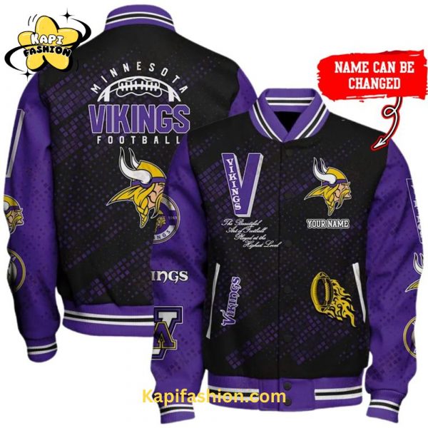 Minnesota Vikings Personalized National Football Conference Bomber Jacket – Black Editon