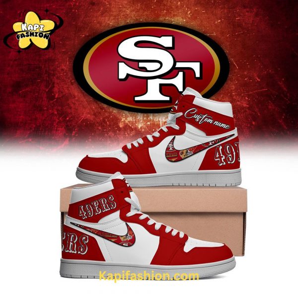 San Francisco 49ers Air Jordan 1 Personalized Red and White