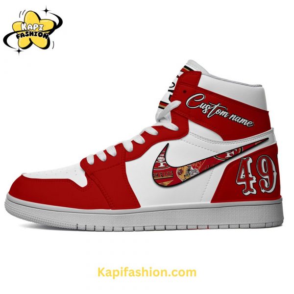 San Francisco 49ers Air Jordan 1 Personalized Red and White