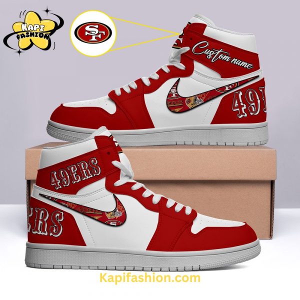 San Francisco 49ers Air Jordan 1 Personalized Red and White