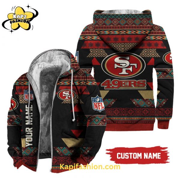 San Francisco 49ers Vintage Native American Personalized Fleece Zip Hoodie