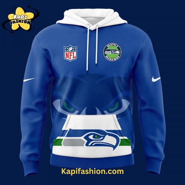 Mens Nike Royal Seattle Seahawks Throwback Game Hoodie 4