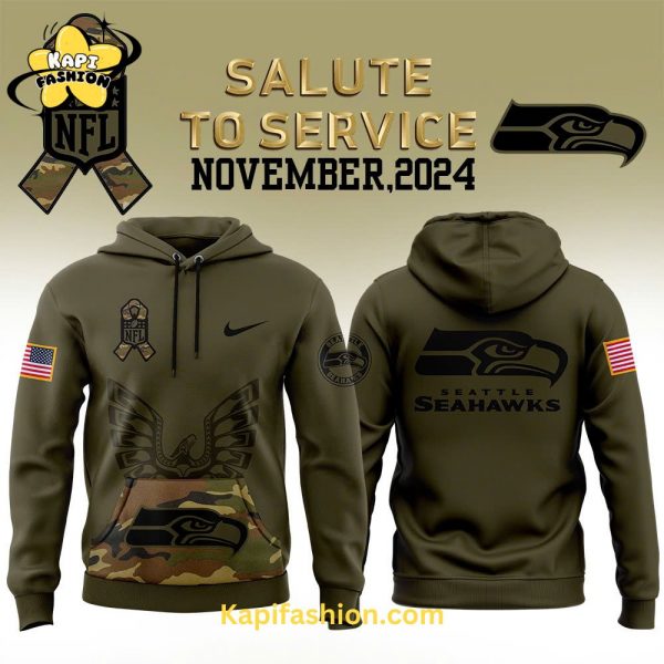 Men’s Seattle Seahawks Nike Camo 2024 Salute to Service Club Fleece Pullover Hoodie