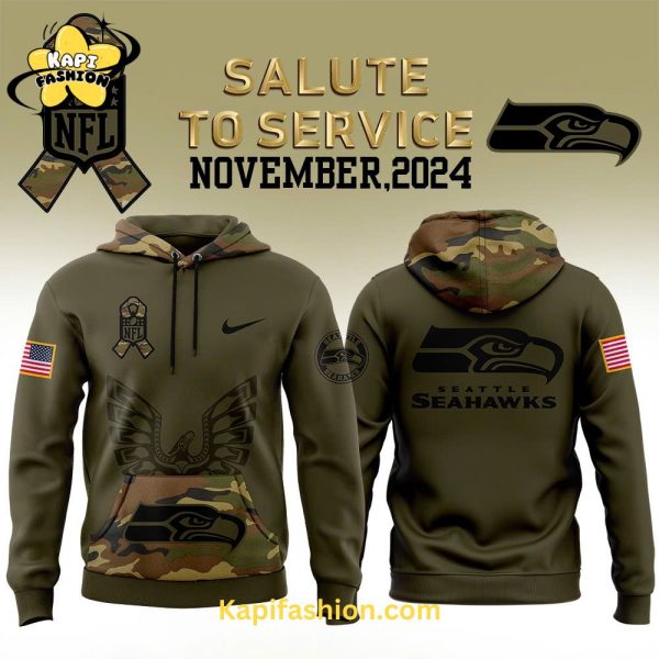 Men’s Seattle Seahawks Nike Camo 2024 Salute to Service Club Fleece Pullover Hoodie V2