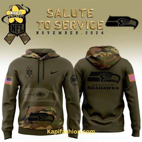 Men’s Seattle Seahawks Nike Camo 2024 Salute to Service Club Fleece Pullover Hoodie V4