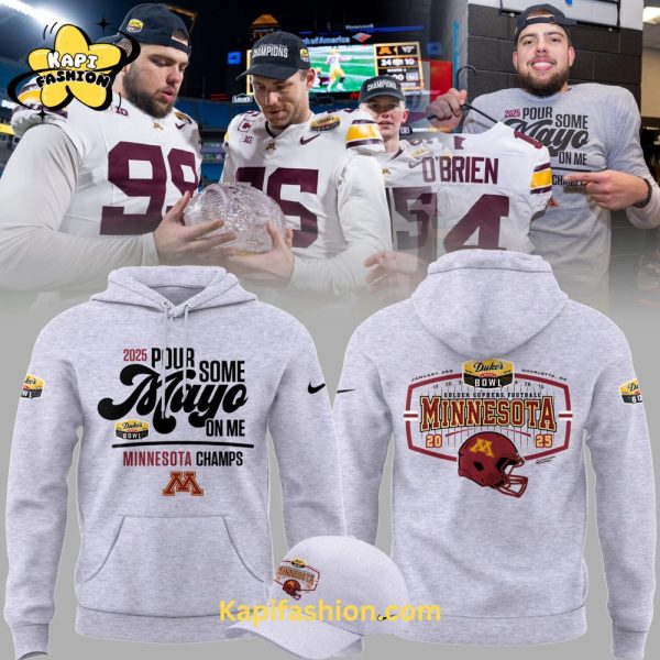 Minnesota Golden Gophers Football NCAA Nike Limited Duke Mayo Bowl Champions 2025 Grey Hoodie