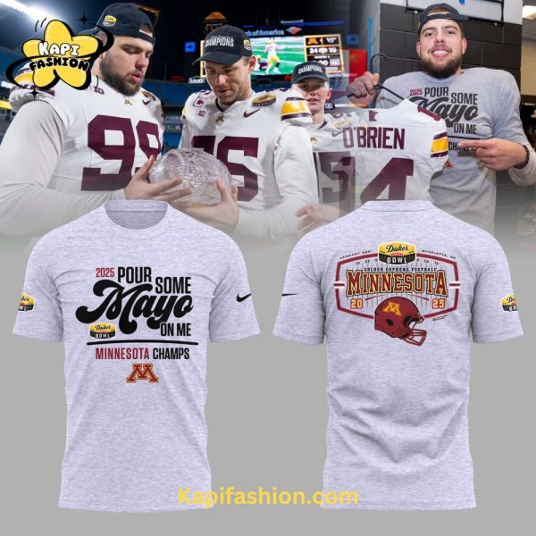 Minnesota Golden Gophers Football NCAA Nike Limited Duke Mayo Bowl Champions 2025 Grey T Shirt