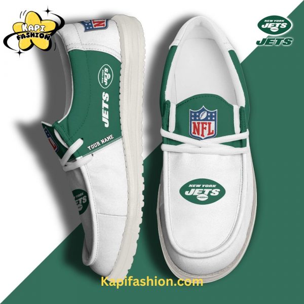 New York Jets White Canvas Loafer Shoes Custom Your Name