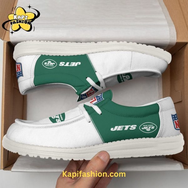 New York Jets White Canvas Loafer Shoes Custom Your Name 3