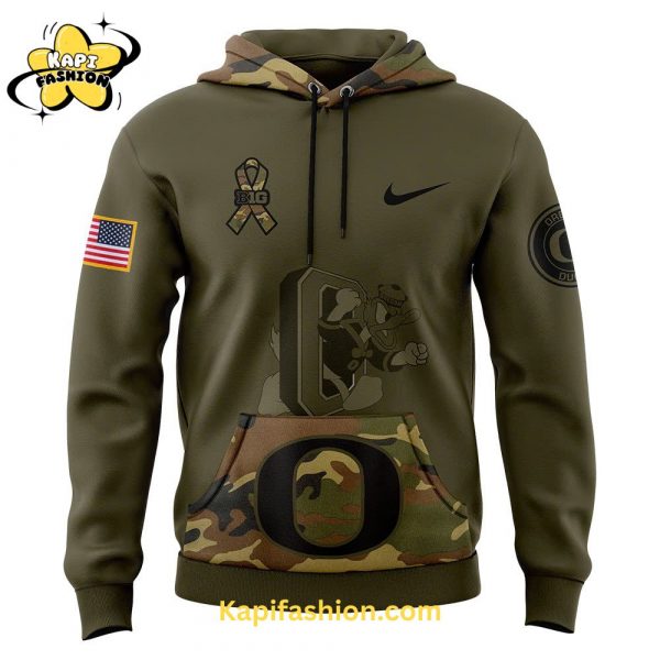 Oregon Ducks Football Nike Camo Salute to Service Club Fleece Pullover Hoodie V2 2