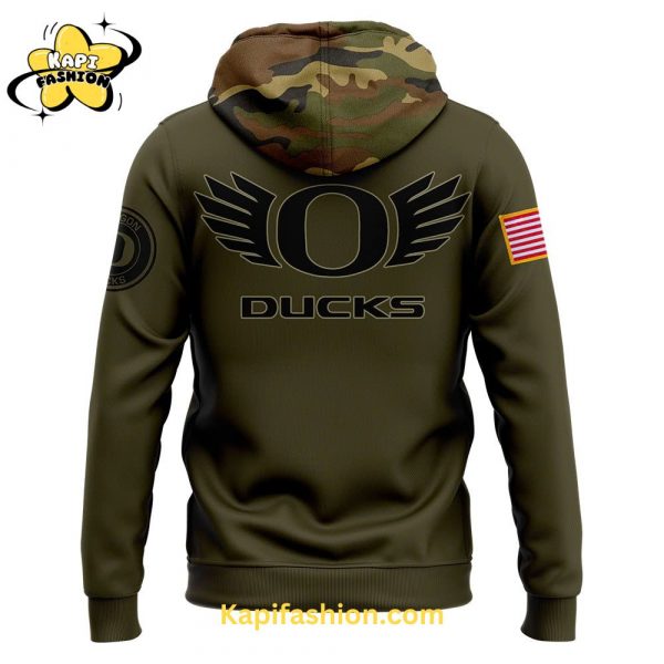 Oregon Ducks Football Nike Camo Salute to Service Club Fleece Pullover Hoodie V2 3