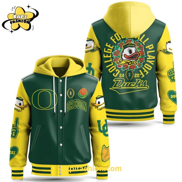 Oregon Ducks Hooded Baseball Jacket Gold Edition