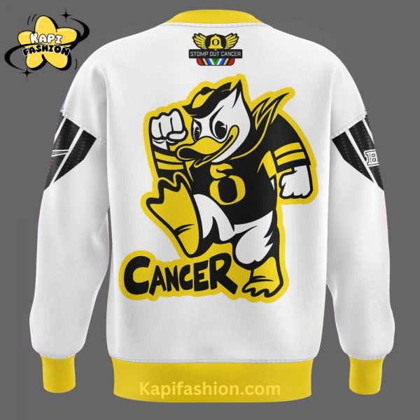 Oregon Ducks Stomp Out Cancer Heroes SweatShirt White Edition 3