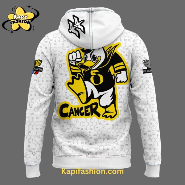 Oregon Ducks Stomp Out Cancer Limited White Hoodie 3