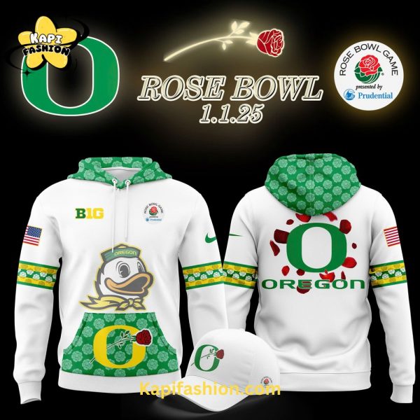 Oregon Ducks x Rose Bowl Game Hoodie Limited White Edition 1.1.2025