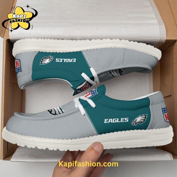 Philadelphia Eagles Grey Canvas Loafer Shoes Custom Your Name 3