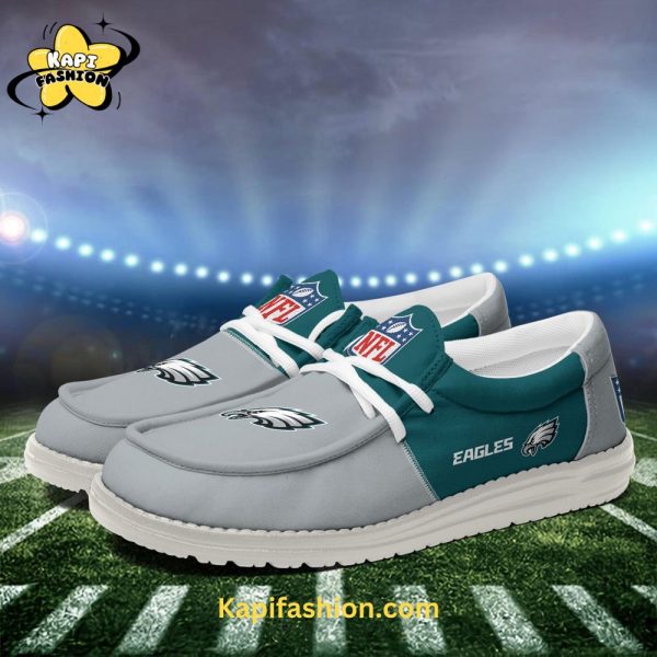 Philadelphia Eagles Grey Canvas Loafer Shoes Custom Your Name 4