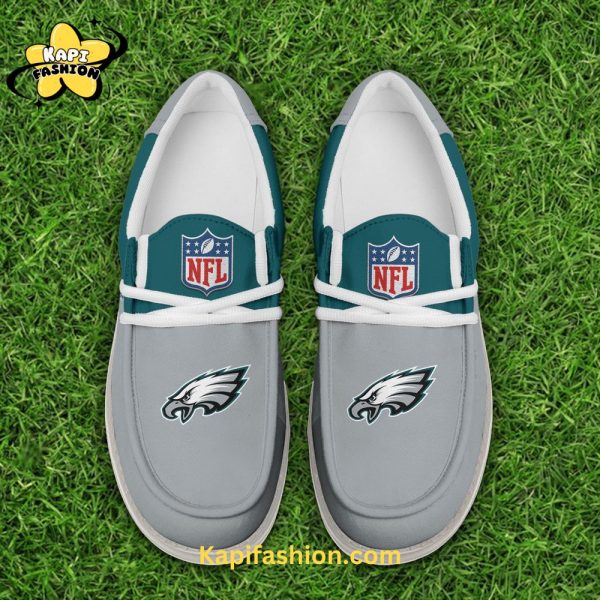 Philadelphia Eagles Grey Canvas Loafer Shoes Custom Your Name 5