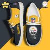 Pittsburgh Steelers Golden Canvas Loafer Shoes Custom Your Name v2