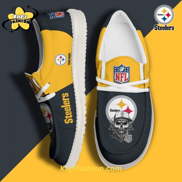 Pittsburgh Steelers Golden Canvas Loafer Shoes Custom Your Name V1