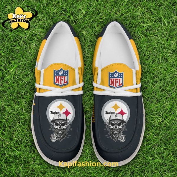 Pittsburgh Steelers Golden Canvas Loafer Shoes Custom Your Name V1 5