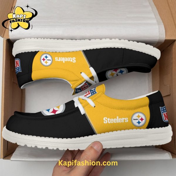 Pittsburgh Steelers Golden Canvas Loafer Shoes Custom Your Name v2 3