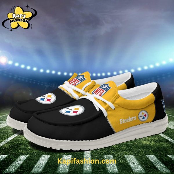 Pittsburgh Steelers Golden Canvas Loafer Shoes Custom Your Name v2 4