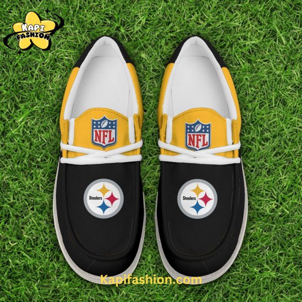 Pittsburgh Steelers Golden Canvas Loafer Shoes Custom Your Name v2 5