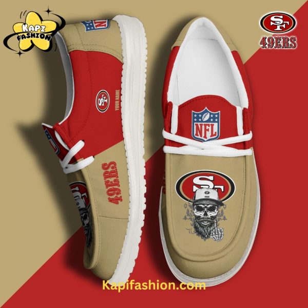 San Francisco 49ers Red Canvas Loafer Shoes Custom Your Name V1