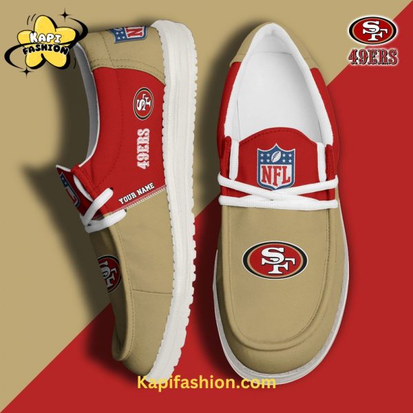 San Francisco 49ers Red Canvas Loafer Shoes Custom Your Name V2