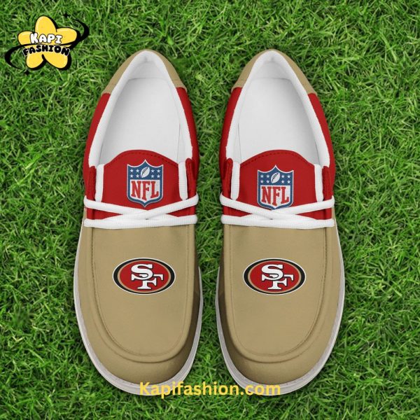 San Francisco 49ers Red Canvas Loafer Shoes Custom Your Name V2 5