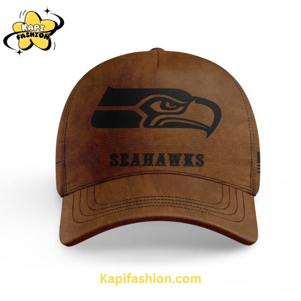 Seattle Seahawks Brown Veterans With Flag Collection Hoodie 3