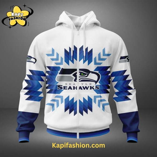 Seattle Seahawks Custom name Snow Blue Limited Hoodie V1