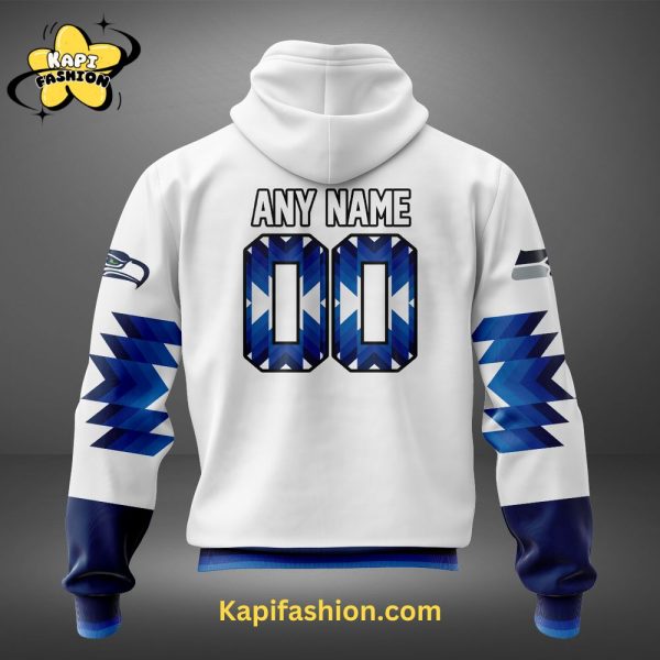 Seattle Seahawks Custom name Snow Blue Limited Hoodie V1 3