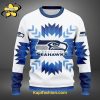 Seattle Seahawks Custom name Snow Blue Limited Sweater V2