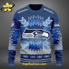 Seattle Seahawks Custom name Snow Blue Limited Sweater V1