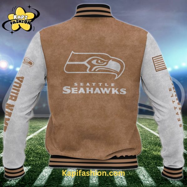 Seattle Seahawks Personalized Baseball Jacket 3