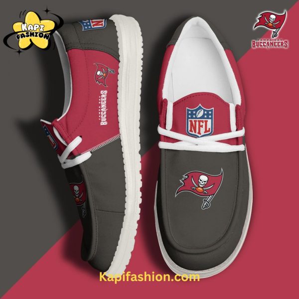 Tampa Bay Buccaneers Black Red Canvas Loafer Shoes Custom Your Name