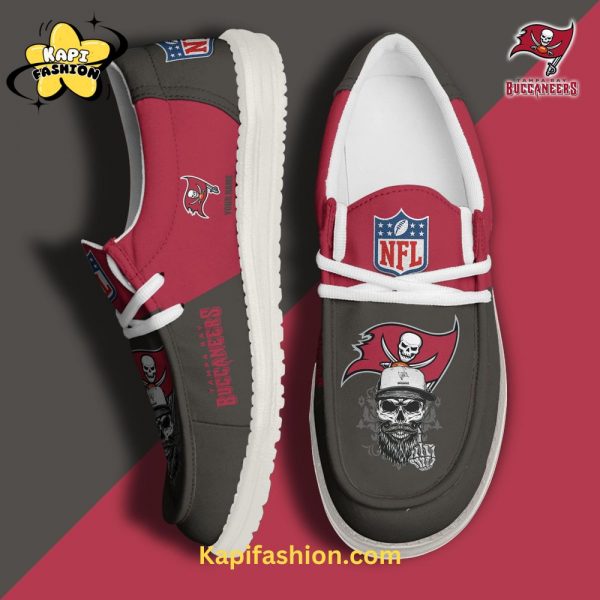 Tampa Bay Buccaneers Skull Black Red Canvas Loafer Shoes Custom Your Name