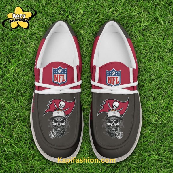 Tampa Bay Buccaneers Skull Black Red Canvas Loafer Shoes Custom Your Name 5