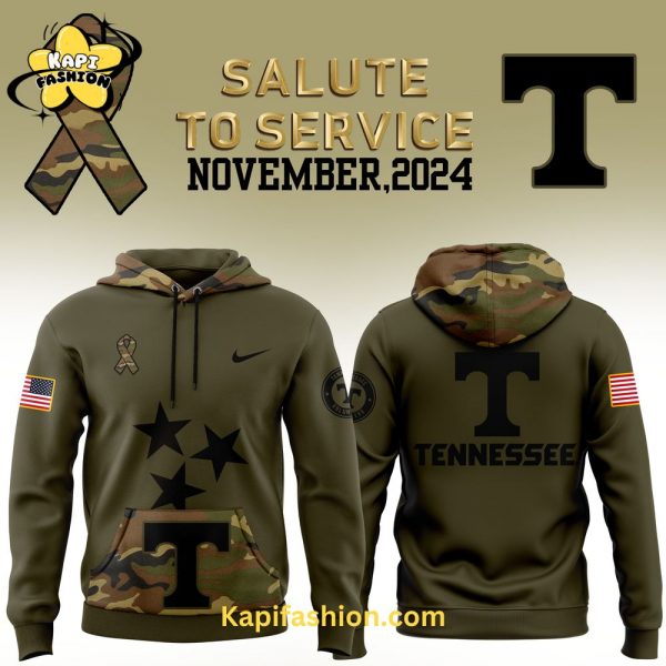 Tennessee Football Nike Camo 2024 Salute to Service Club Fleece Pullover Hoodie