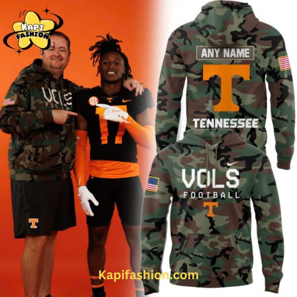 Tennessee Football Nike Camo Salute to Service Club Custom Name Hoodie