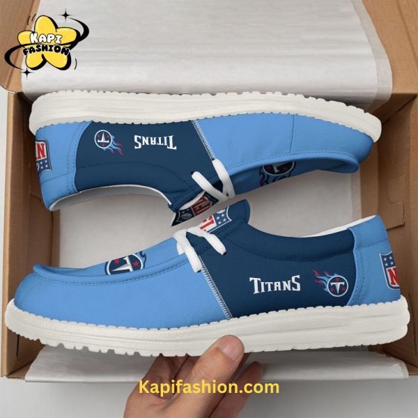 Tennessee Titans Blue Canvas Loafer Shoes Custom Your Name 3