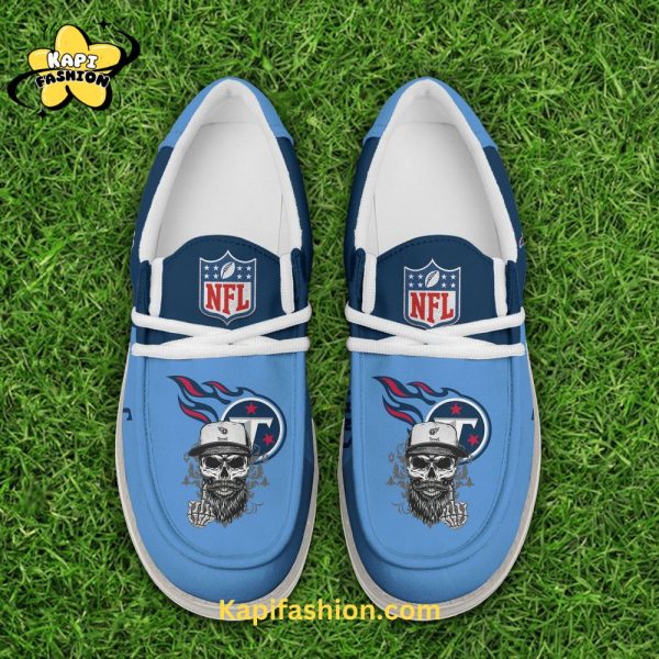 Tennessee Titans Skull Blue Canvas Loafer Shoes Custom Your Name 6